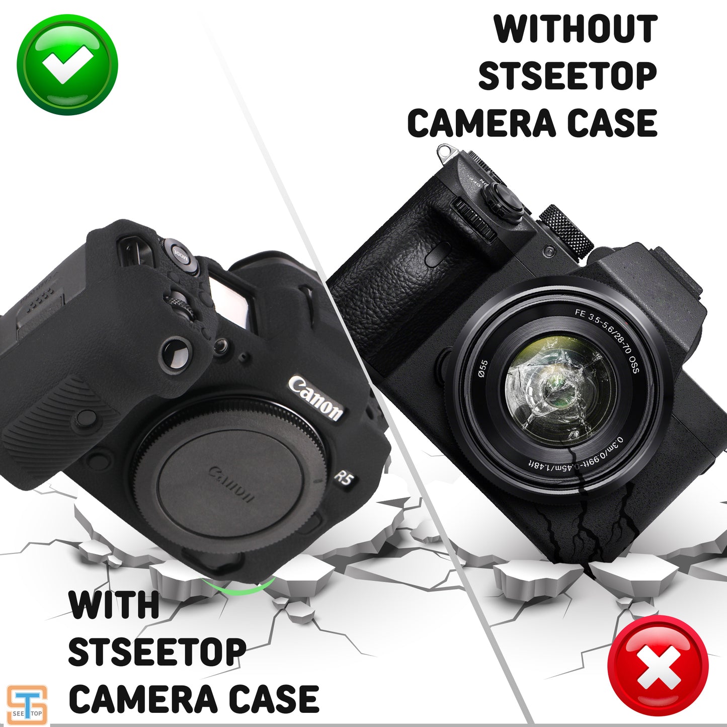 STSEETOP Canon EOS R5 Case-Protective Silicone DSLR Skin Cover